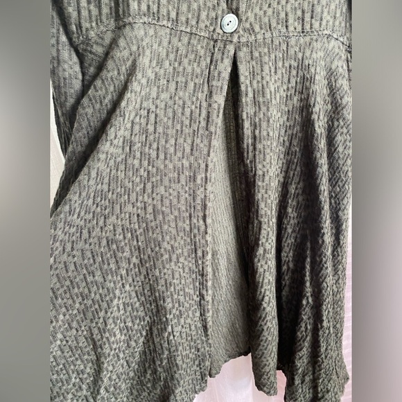 GRIZAS Crinkled Flared Hem Dress / Jacket Linen Cotton Blend Forest Green Small - Picture 7 of 13